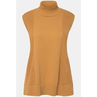 Ulla Popken  Pull sans manches en coton bio, tricot torsadé et col droit 