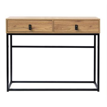 Konsole in Eichenoptik mit 2 Schubladen und Metallfüßen L100 cm - JILL