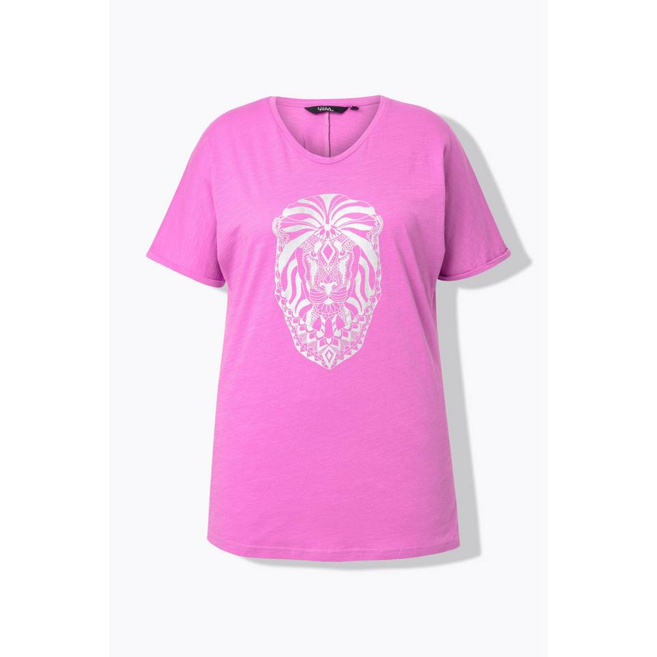 Ulla Popken T-Shirt Oversize Motif Animal Manches Courtes Col V  