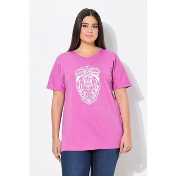 T-Shirt, Tiermotiv, Oversized, V-Ausschnitt, Halbarm