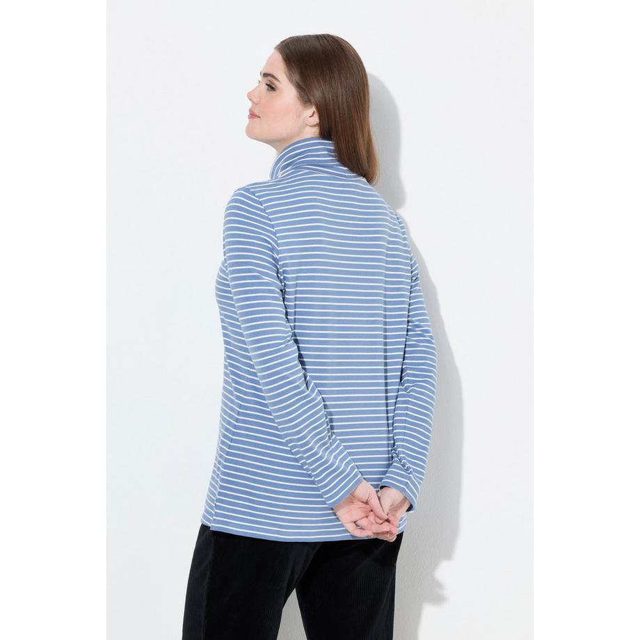 Ulla Popken Maglia a Costine Slim Collo Alto Maniche Lunghe  