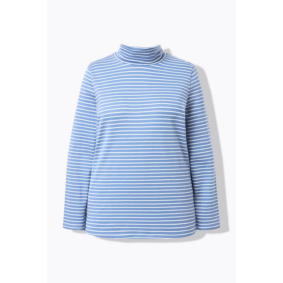 Ulla Popken Maglia a Costine Slim Collo Alto Maniche Lunghe  