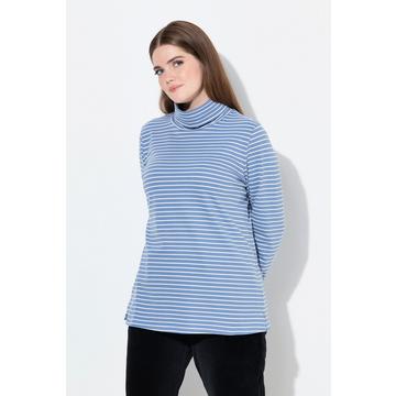 Maglia aderente in cotone biologico a costine con collo da risvoltare e maniche lunghe