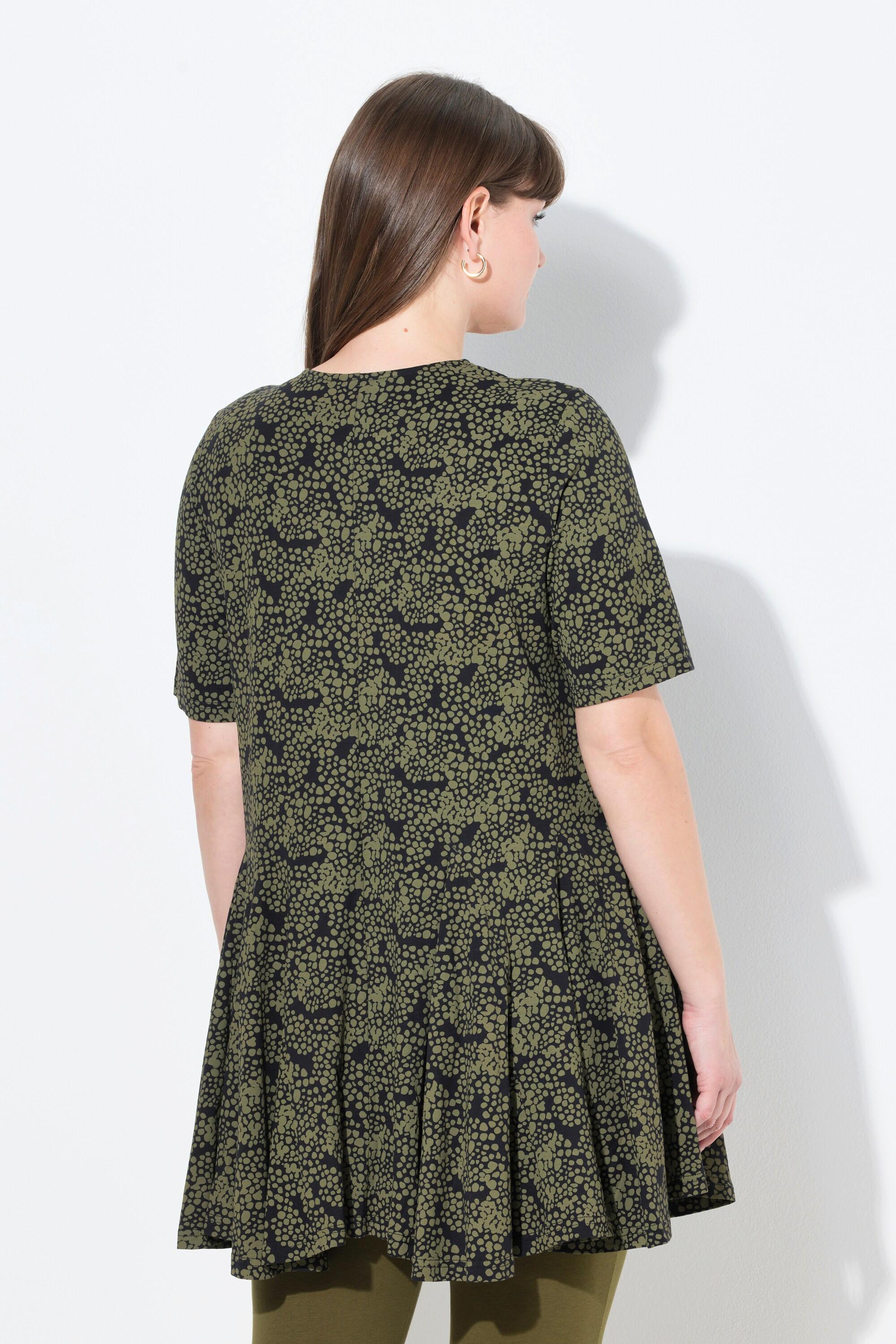 Ulla Popken T-shirt Linea A Scollo Tunica Manica Corta Cotone Biologico  