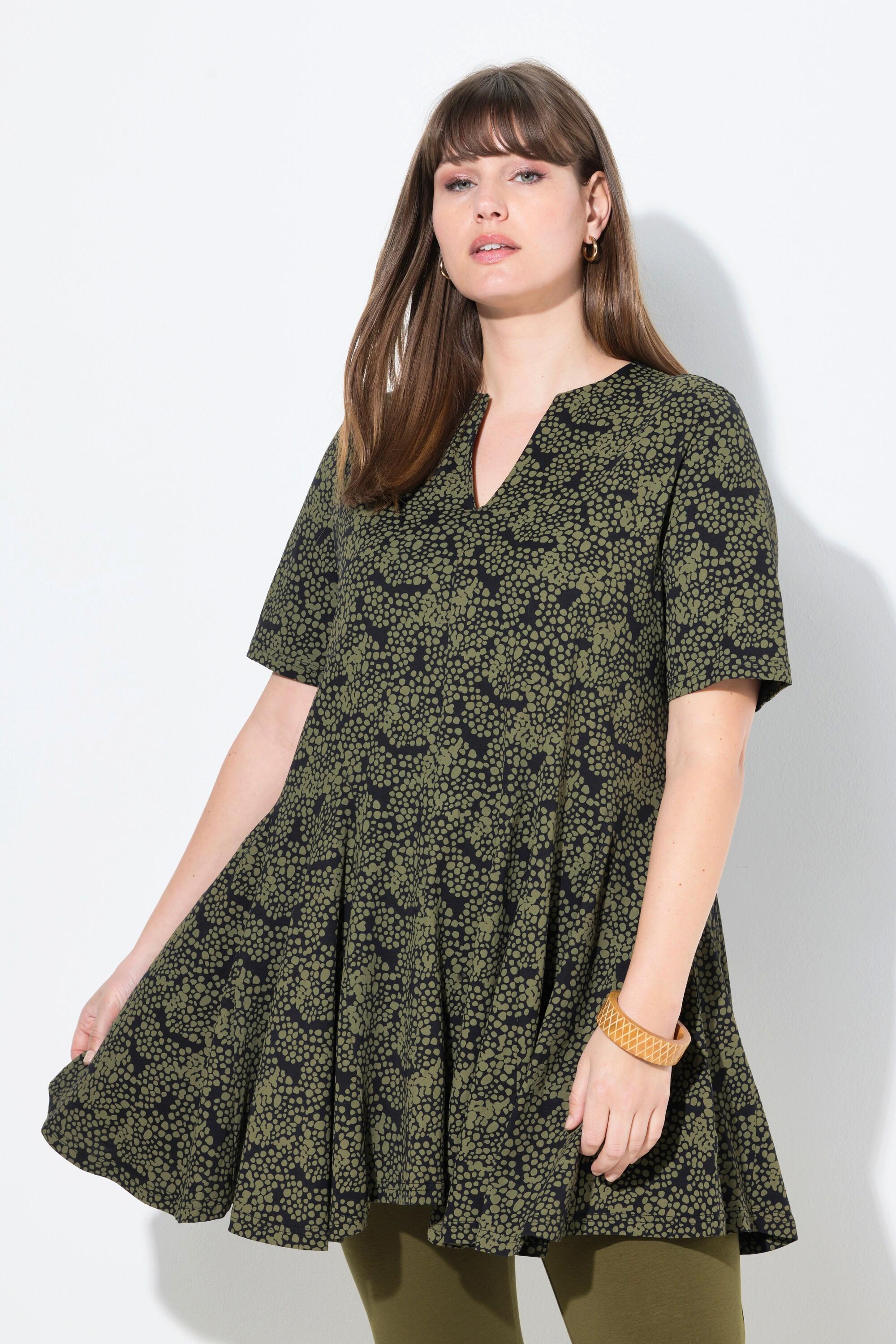 Ulla Popken T-shirt Linea A Scollo Tunica Manica Corta Cotone Biologico  