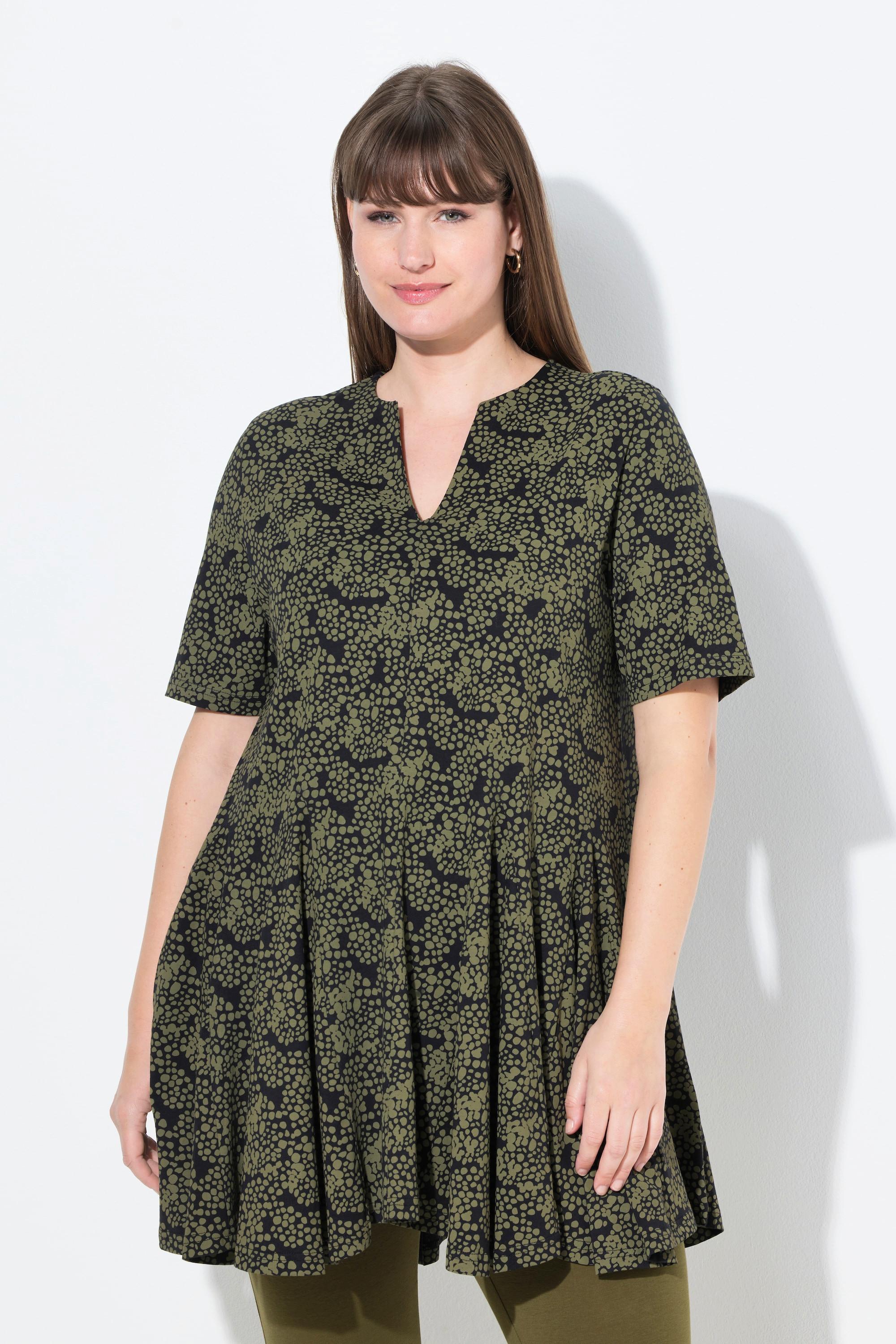 Ulla Popken T-shirt Linea A Scollo Tunica Manica Corta Cotone Biologico  