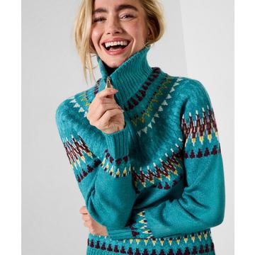 Pull Fair Isle épais demi-zip col montant