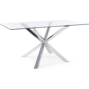 Table en verre May pieds acier rectangulaire 160x90