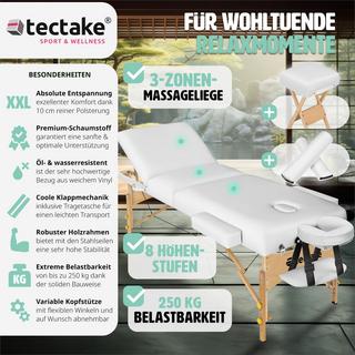 Tectake Set lettino da massaggio a 3 zone con 10 cm di imbottitura, cuscini posturali e supporto in legno  