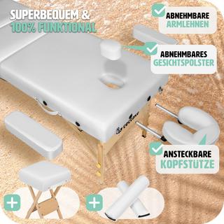 Tectake Set lettino da massaggio a 3 zone con 10 cm di imbottitura, cuscini posturali e supporto in legno  