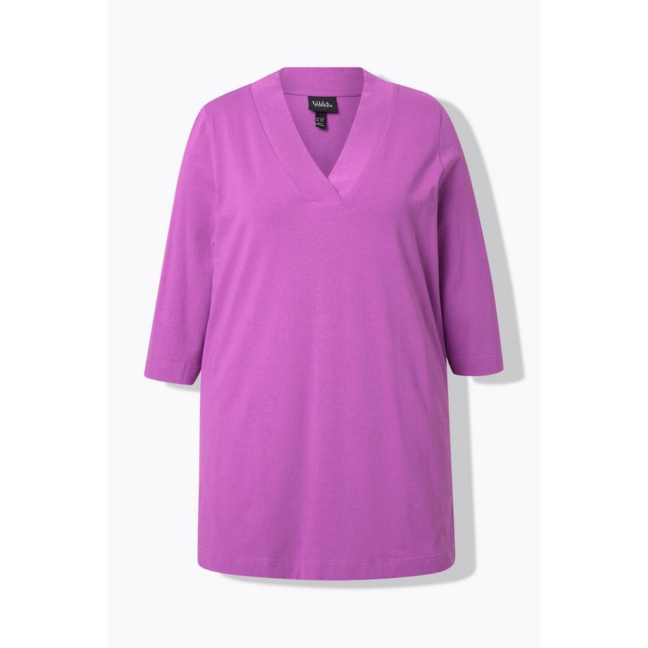 Ulla Popken Maglia lunga Taglio svasato Scollo a V Maniche 3/4  