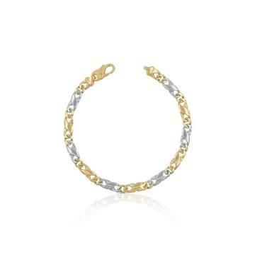 Bracelet Carrera bicolore jaune/blanc or 750, 22cm, 5mm