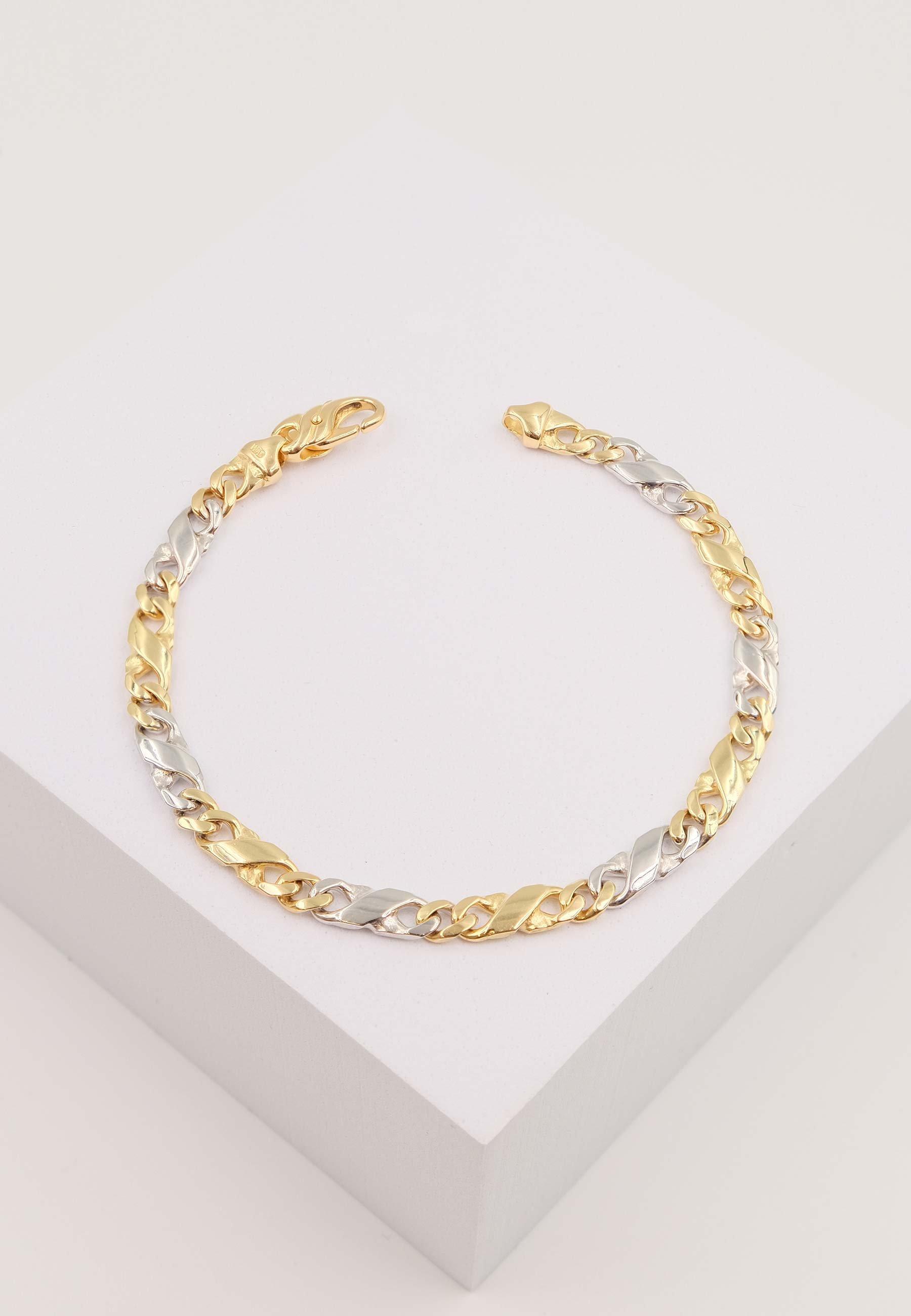 MUAU Schmuck  Bracelet Carrera bicolore jaune/blanc or 750, 22cm, 5mm 