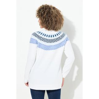 Ulla Popken  Maglione in morbida maglia fine con tipico design norvegese, scollo a girocollo e maniche lunghe 