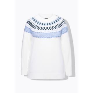 Ulla Popken  Maglione in morbida maglia fine con tipico design norvegese, scollo a girocollo e maniche lunghe 