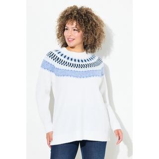 Ulla Popken  Maglione in morbida maglia fine con tipico design norvegese, scollo a girocollo e maniche lunghe 