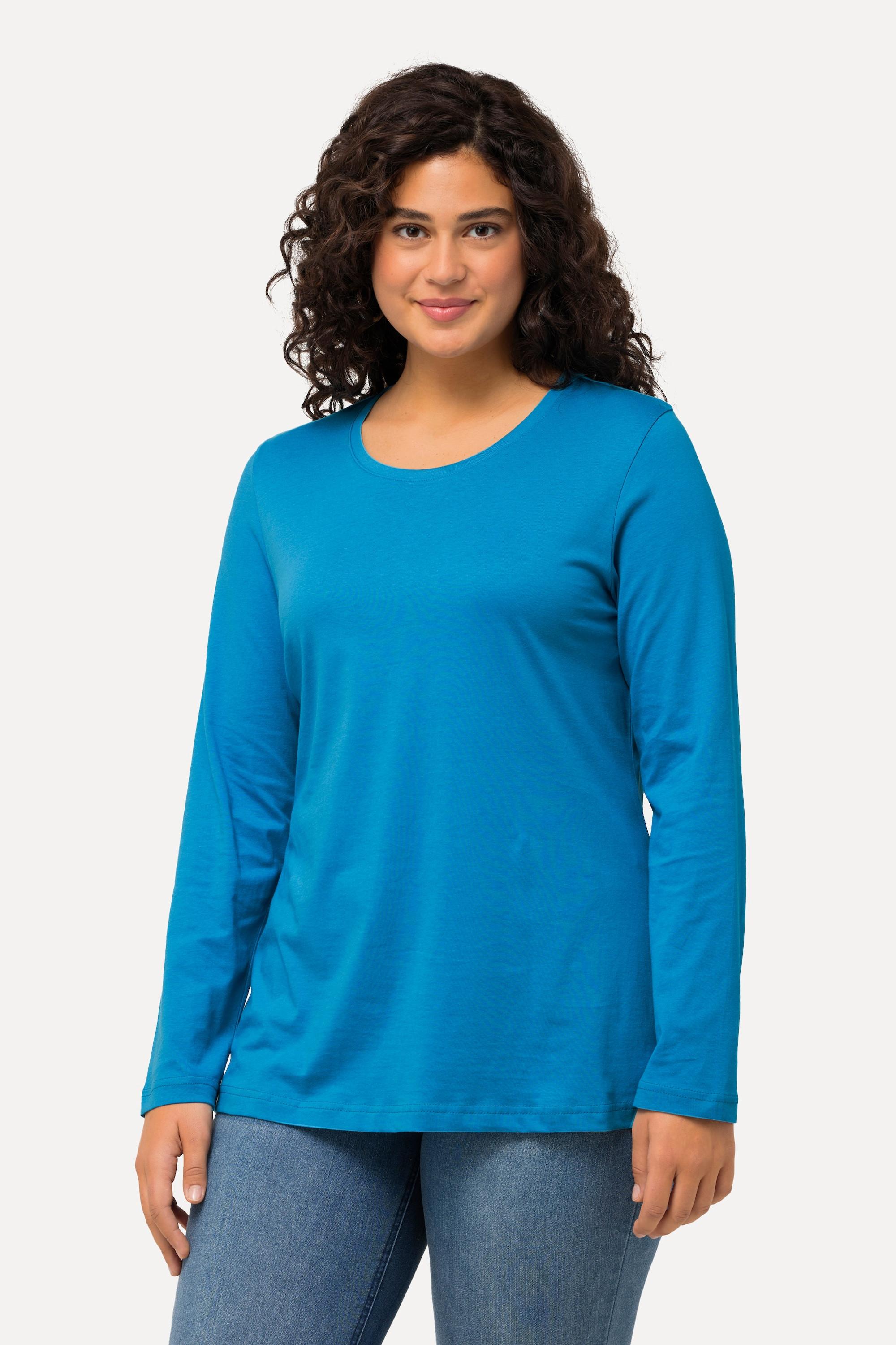 Ulla Popken  Shirt, Slim, Rundhalsausschnitt, Langarm 