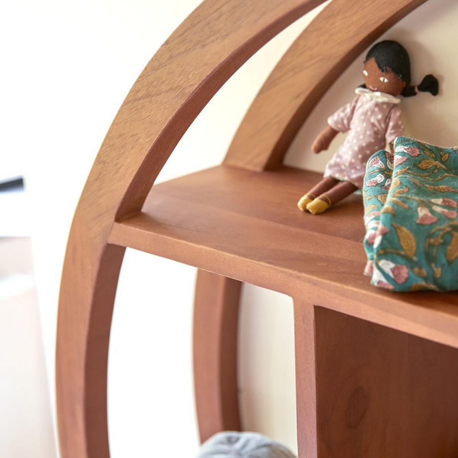 Tikamoon Kinder-Wandregal aus massivem Teakholz Ying Yang  