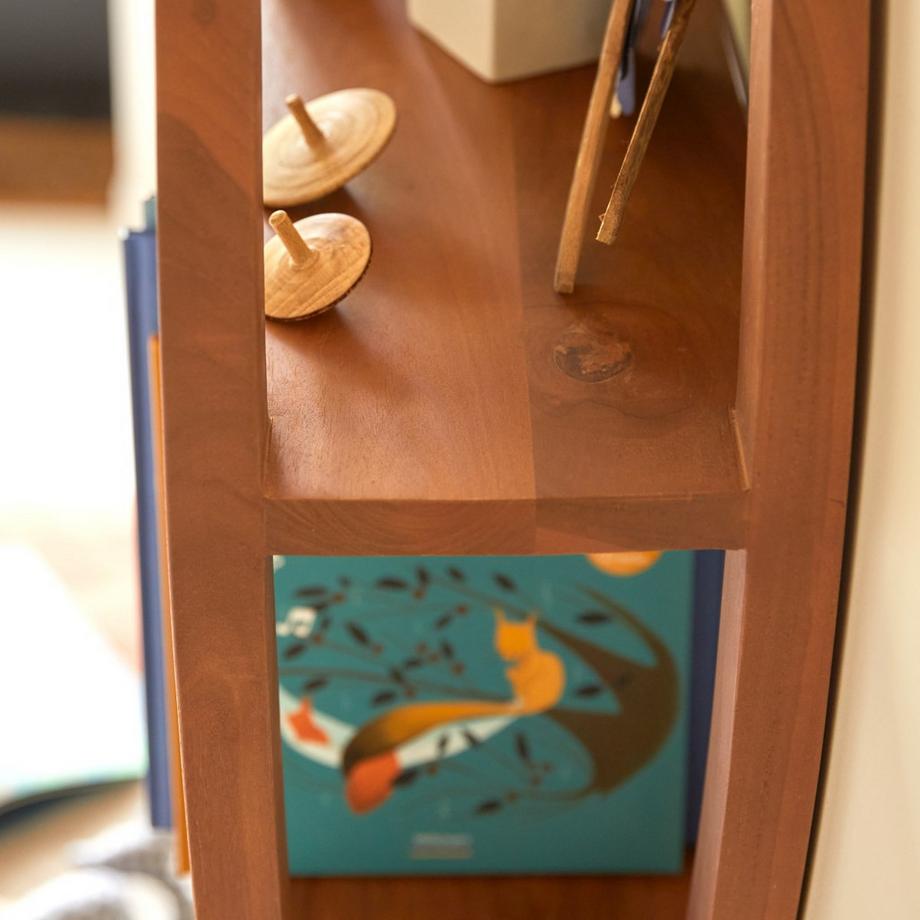 Tikamoon Kinder-Wandregal aus massivem Teakholz Ying Yang  