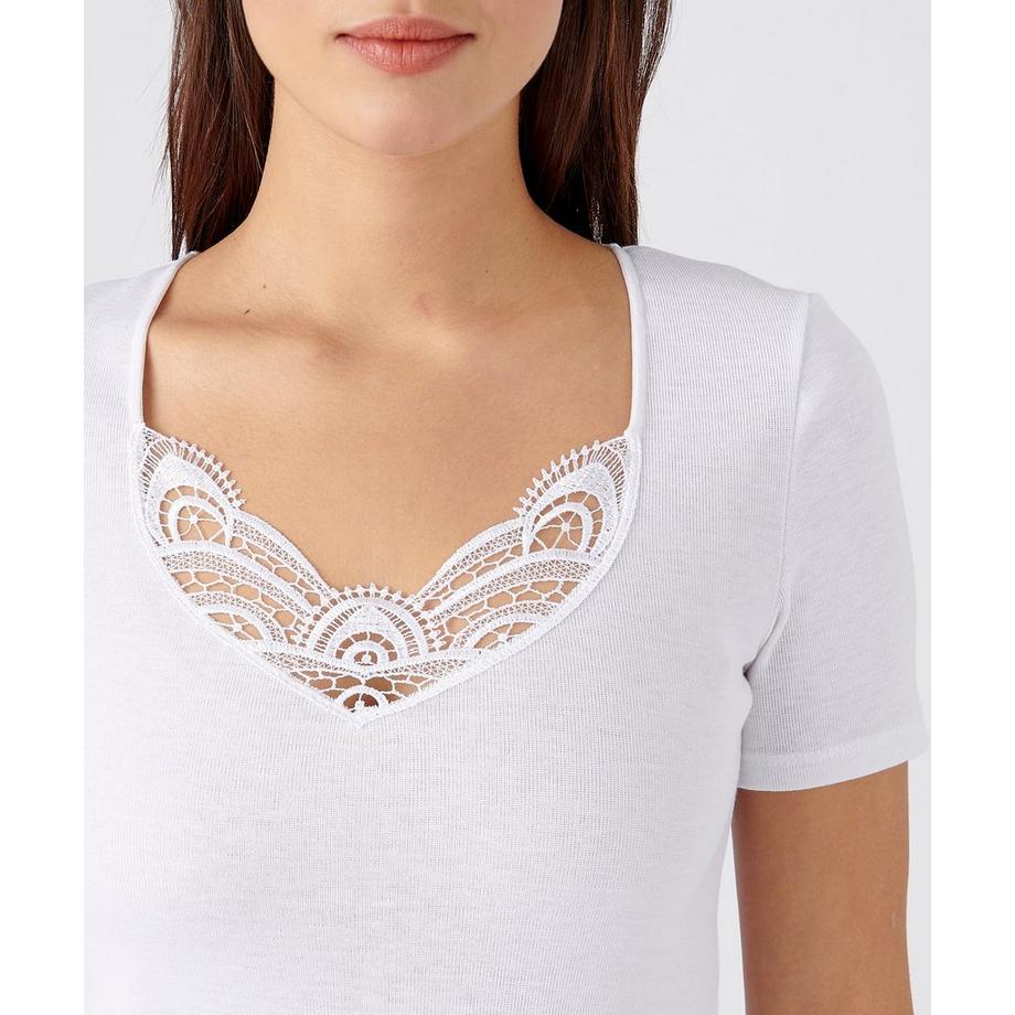 Damart Kurzarm-Shirt Guipure-Spitze  