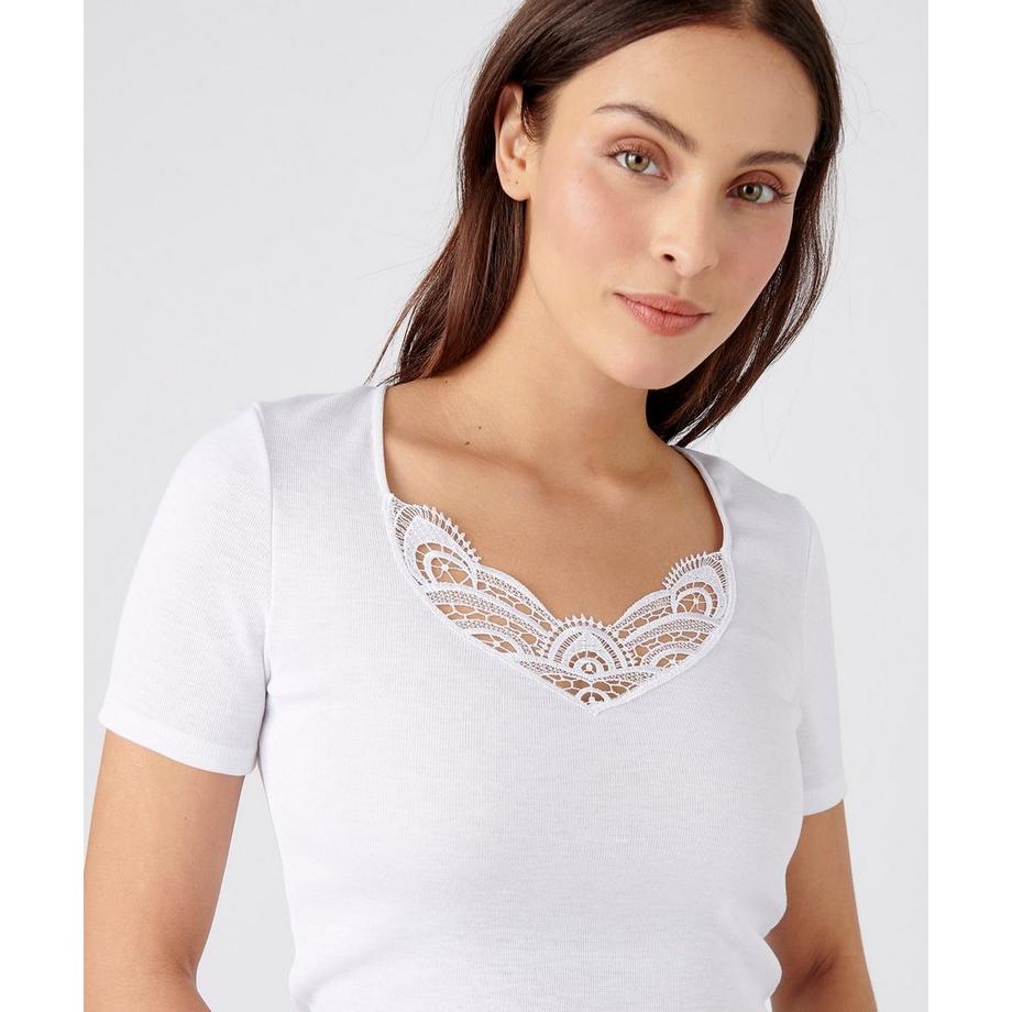 Damart Kurzarm-Shirt Guipure-Spitze  