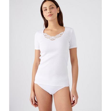 Damart Maglietta Maniche Corte Pizzo Guipure  