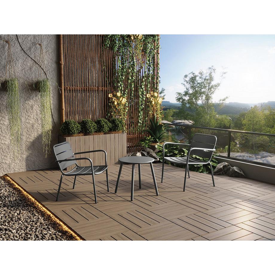 Vente-unique Table d'appoint de jardin en métal - Gris foncé - MIRMANDE de MYLIA  