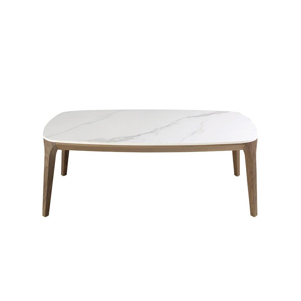 ANGEL CERDA Ovaler Tisch aus Porzellan, Marmor und Nussbaum  