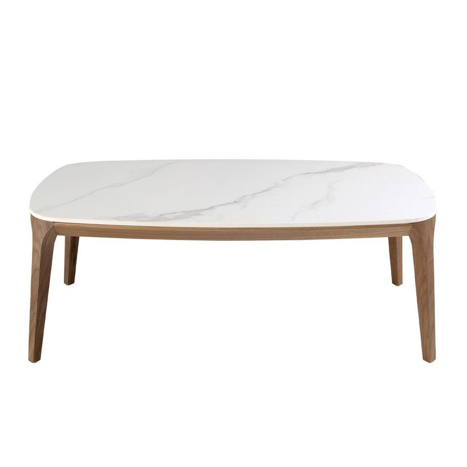 ANGEL CERDA Tavolo ovale in marmo porcellanato e noce  