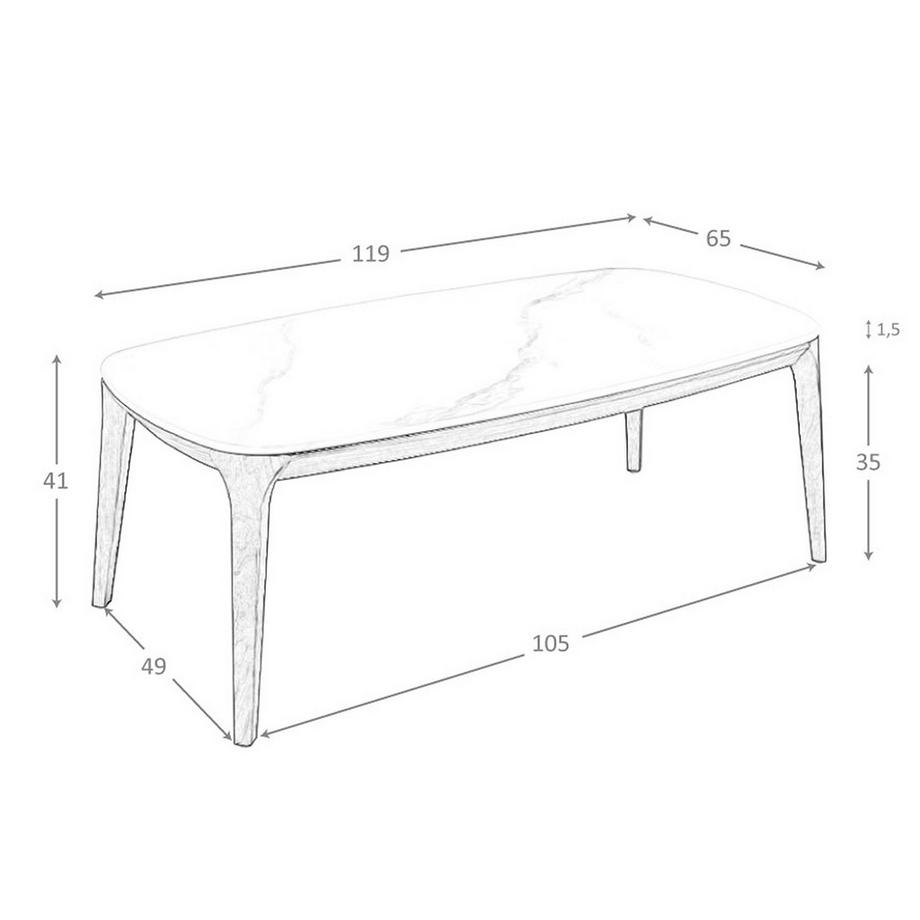 ANGEL CERDA Tavolo ovale in marmo porcellanato e noce  