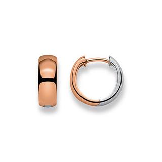 MUAU Schmuck  Scharnier-Creolen Bicolor Rot-/Weissgold 750, 14mm 