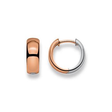 Scharnier-Creolen Bicolor Rot-/Weissgold 750, 14mm