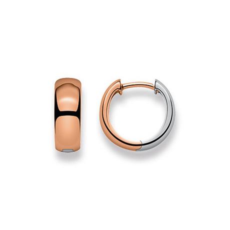 MUAU Schmuck  Scharnier-Creolen Bicolor Rot-/Weissgold 750, 14mm 