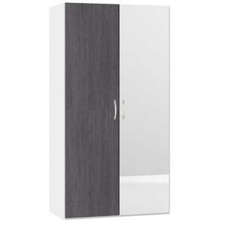 Jutzler Armoire à portes tournantes Fino miroir anthracite blanc crème 101,9 x 195  