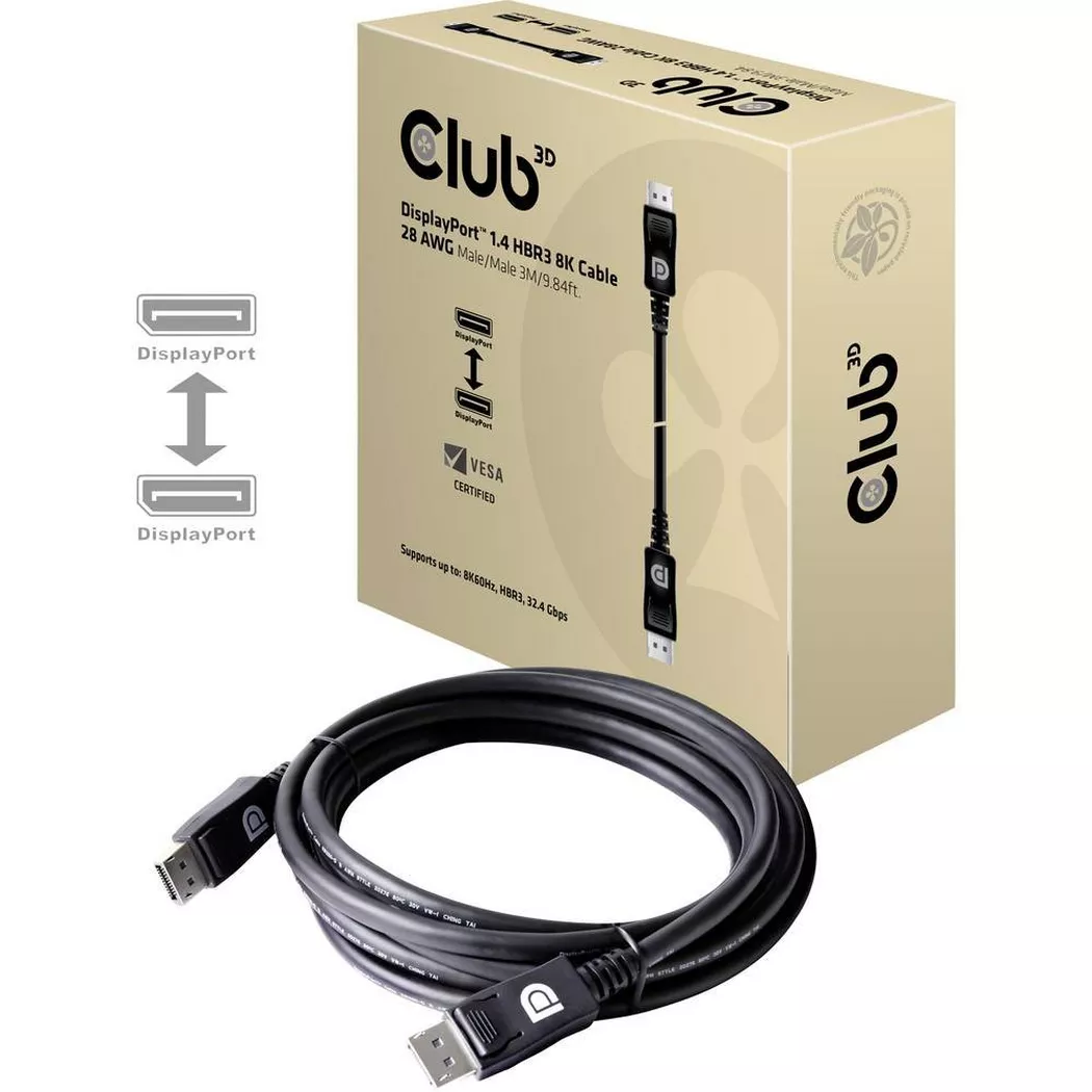 Club3D DP to DP 1.4 HBR3 8K@60Hz Cable 3M