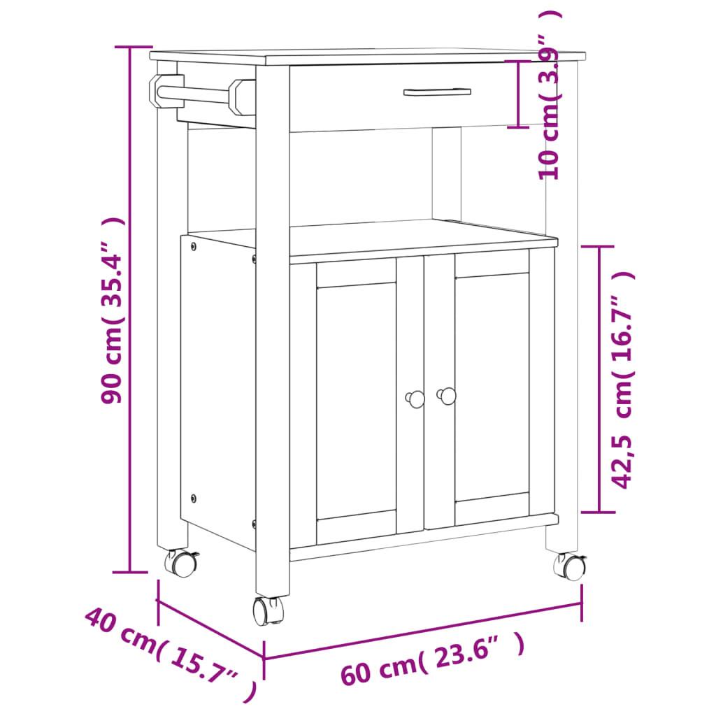 VidaXL carrello da cucina Legno di pino  