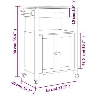 VidaXL carrello da cucina Legno di pino  