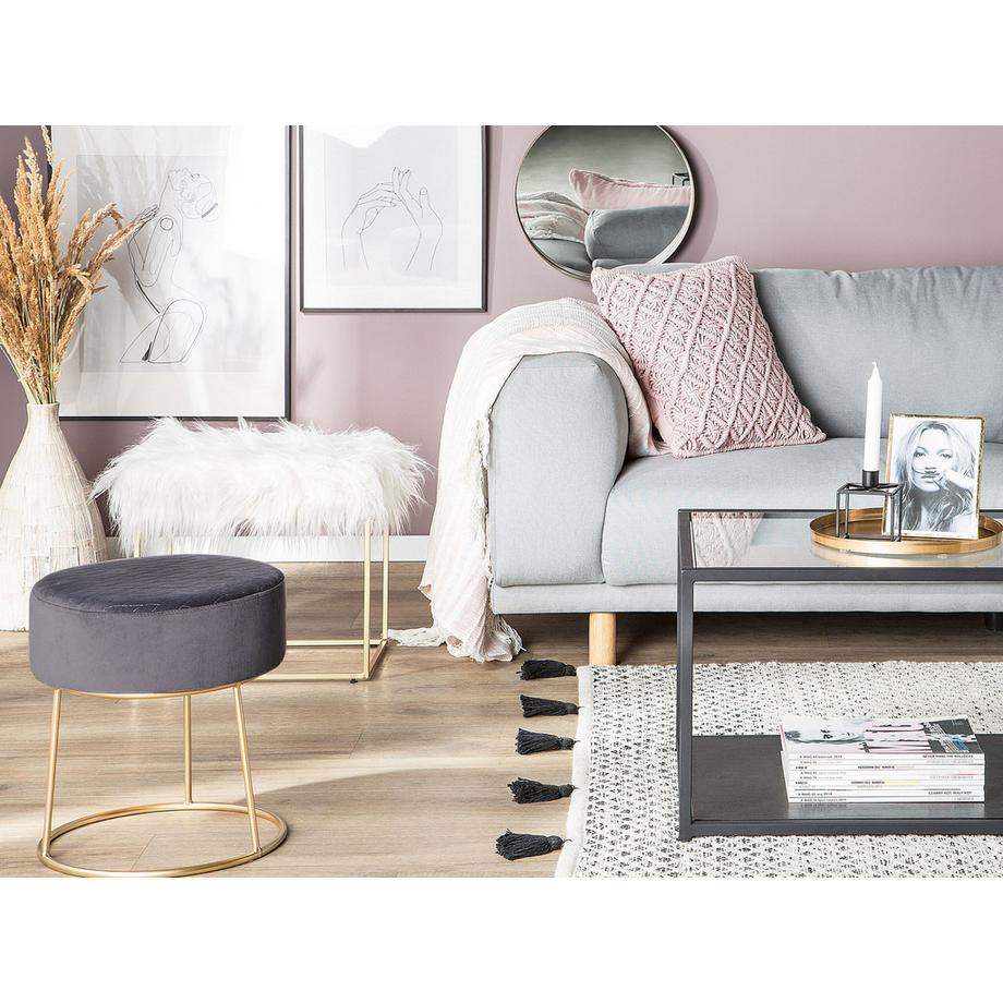 Beliani Hocker aus Stoff Modern MANHATTAN  