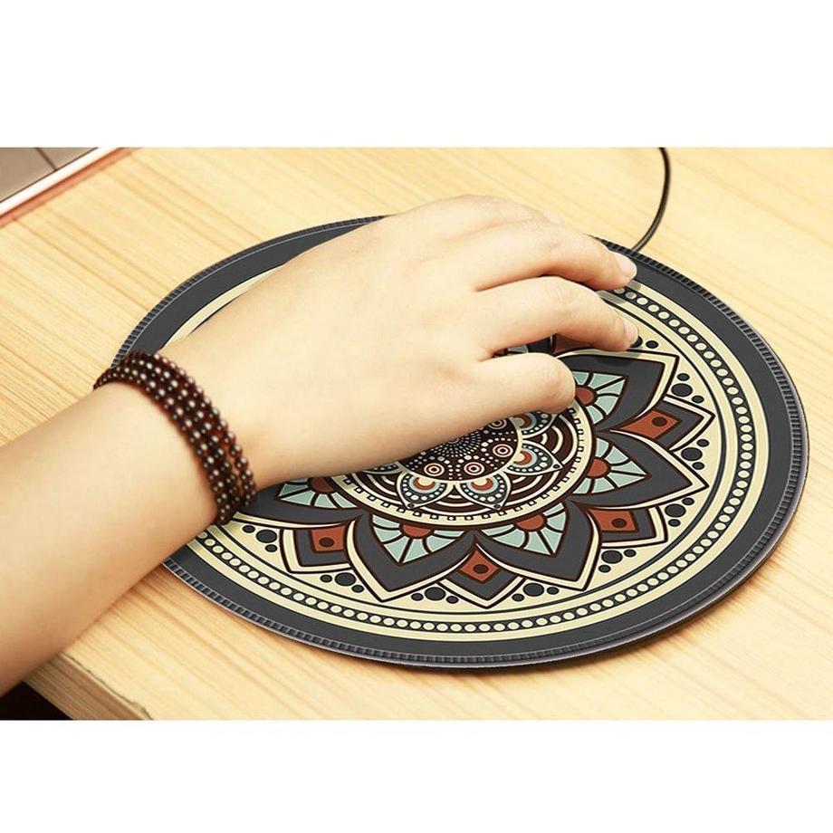 Northio  Tapis de souris rond à motif bohème 