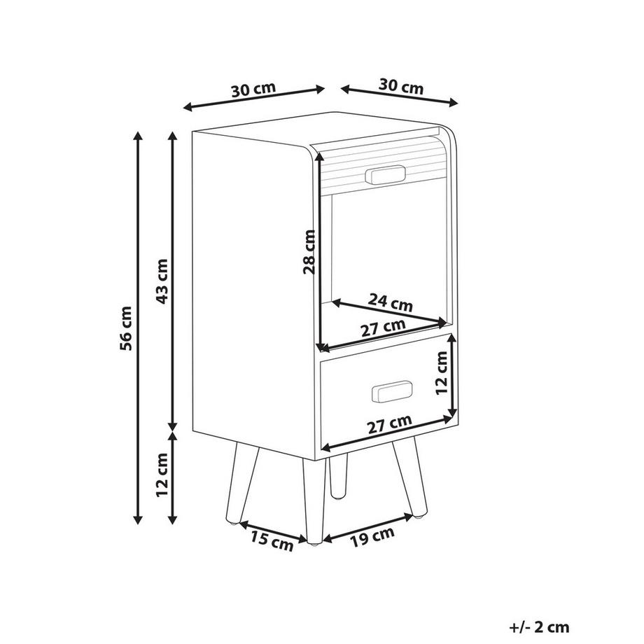 Beliani Comodino 1 cassetto en Fibra a media densità (MDF)  NESIKA  