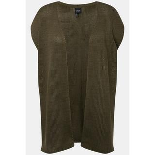 Ulla Popken Gilet in maglia oversized senza maniche aperto motivo palme  
