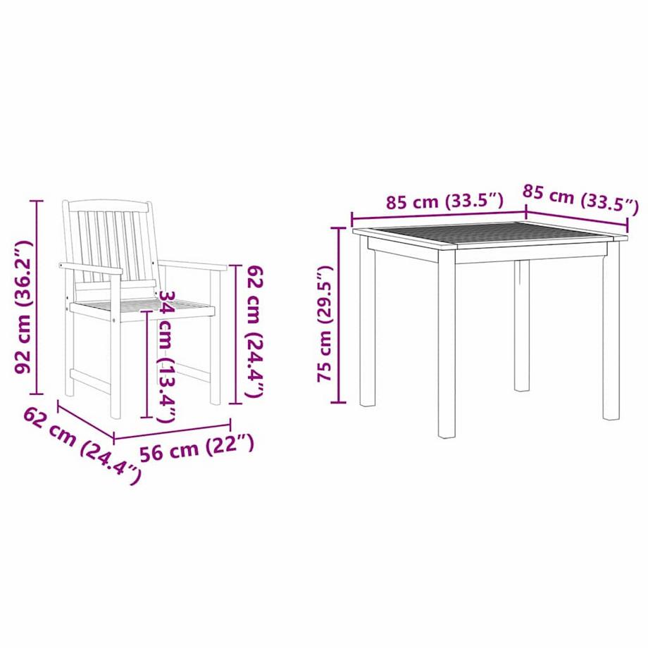 VidaXL Set da Pranzo per Giardino Legno massello di acacia  