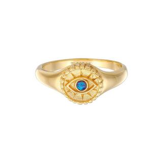 Elli  Bague Siegelring Evil Eye Blue Synthetischer Opal 925 Silber 