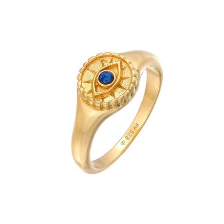 Elli  Ring Elli Ring Siegelring Evil Eye Blue Synth. Opal 925 Silber 