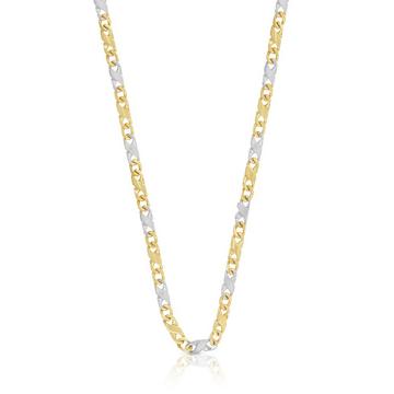 Collier Carrera bicolore jaune/blanc or 750, 3.5mm, 45cm