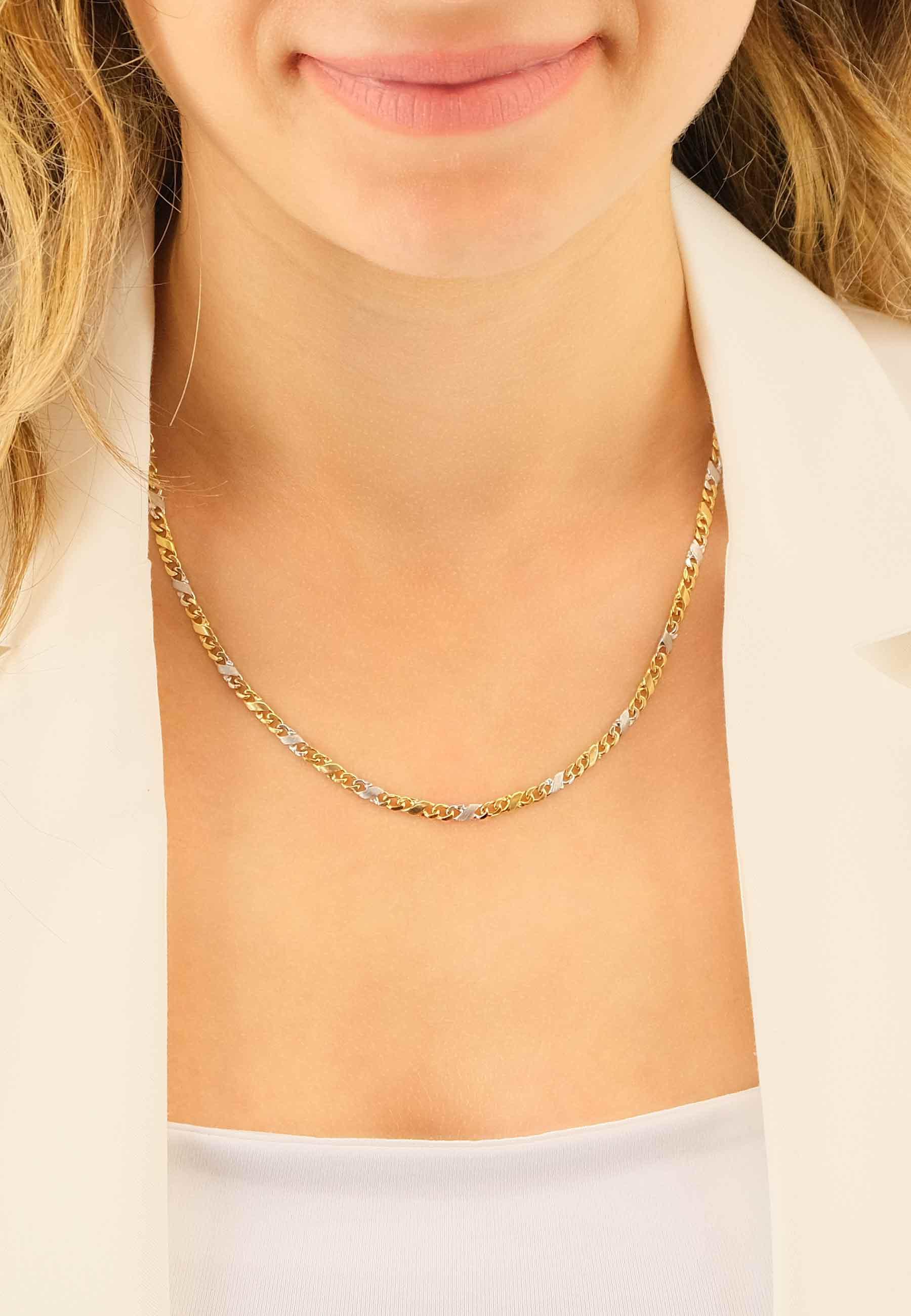 MUAU Schmuck  Collier Carrera Bicolor Gelb-/Weissgold 750, 3.5mm, 45cm 