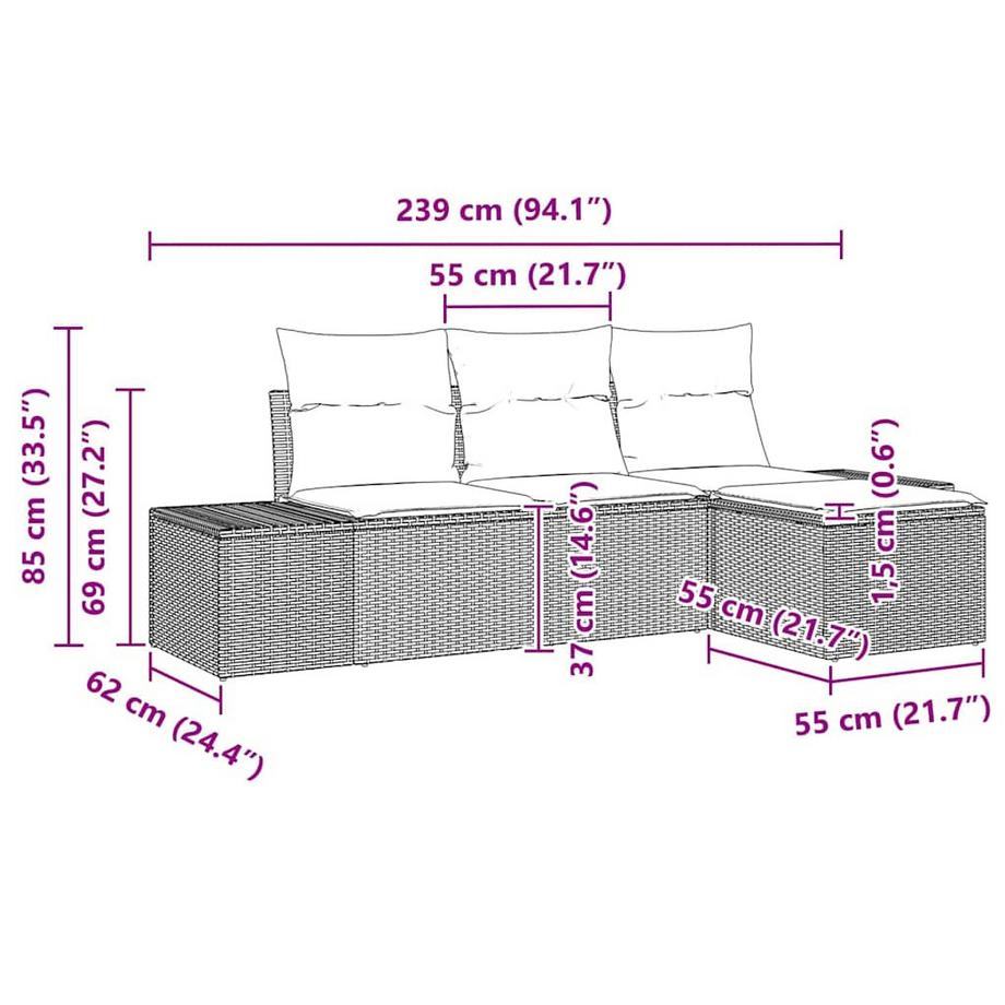 VidaXL Ensemble de canapé de jardin poly rattan  