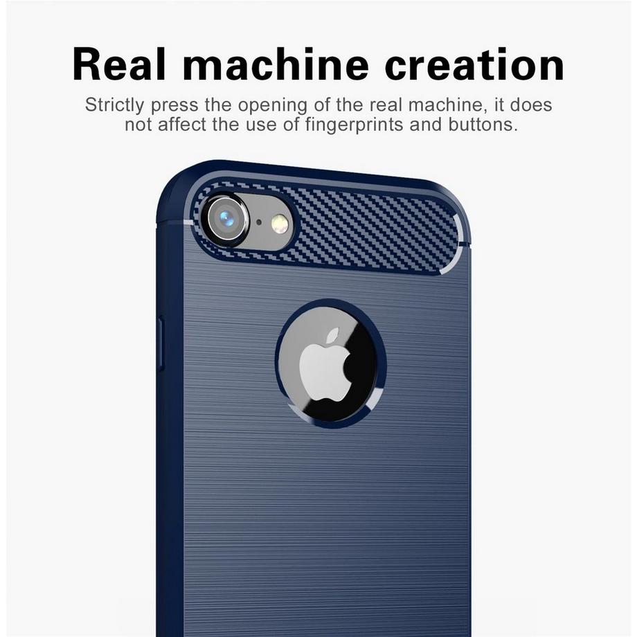 Cadorabo  Hülle für Apple iPhone 7  7S  8 TPU Silikon Edelstahl-Karbonfaser Optik 