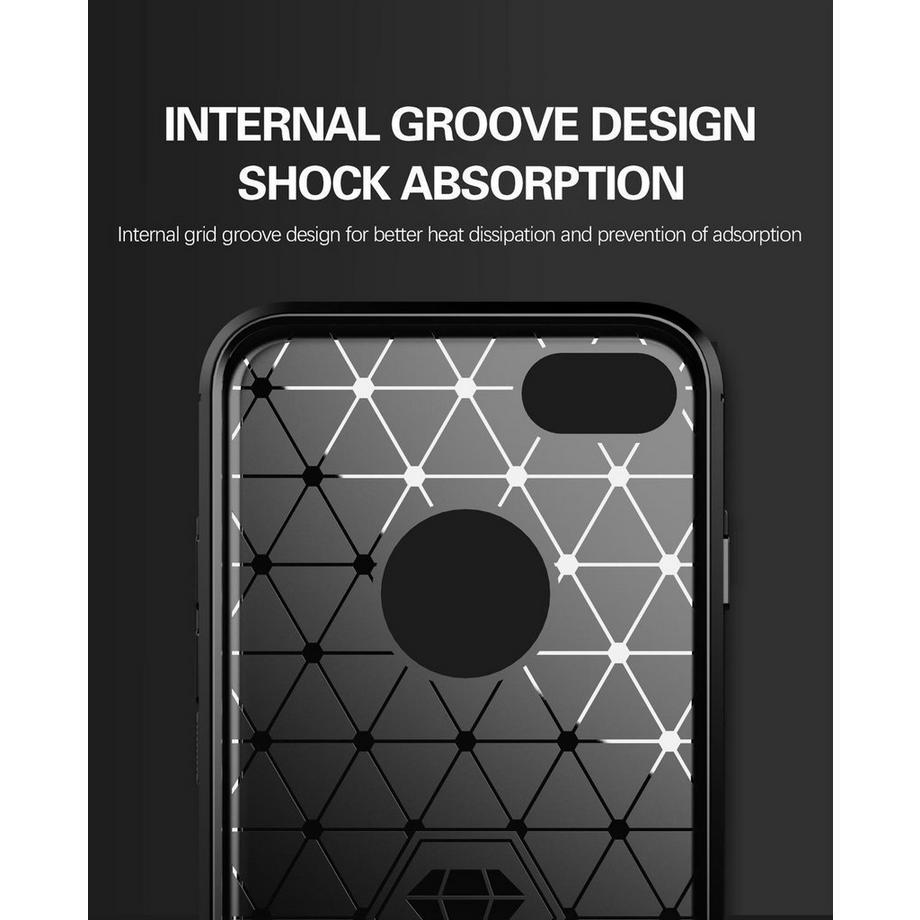 Cadorabo  Hülle für Apple iPhone 7  7S  8 TPU Silikon Edelstahl-Karbonfaser Optik 