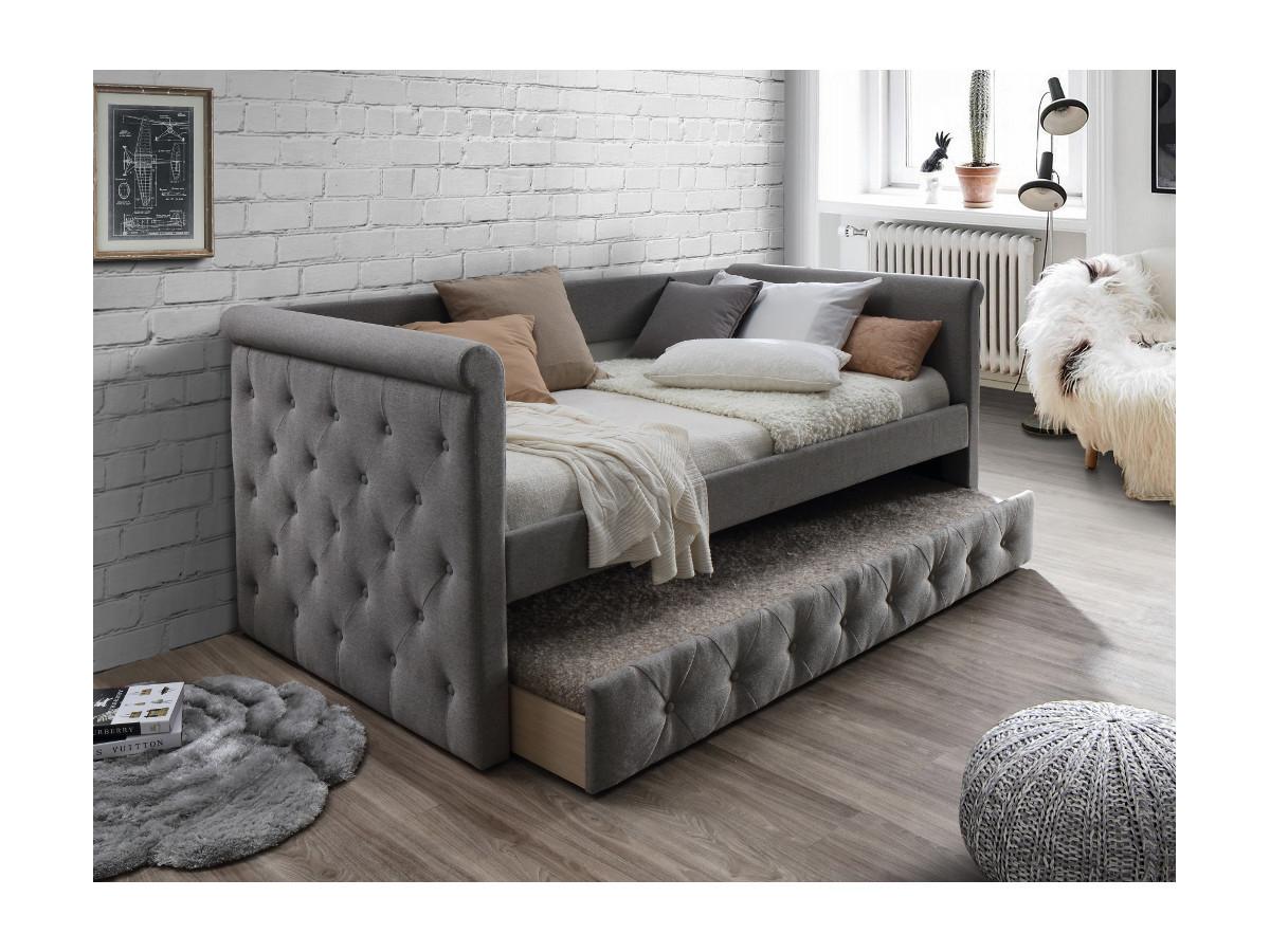 Vente-unique Ausziehbett Stoffsofa + Lattenrost 2 LOUISE  